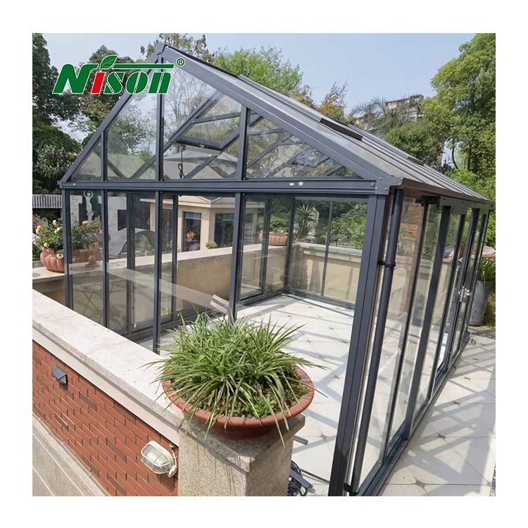 China Market Popular Garden Glass Sunroom Aluminium Modern Home Luxury Prefab House Photovoltaic Glass Sunrooms Greenhouse