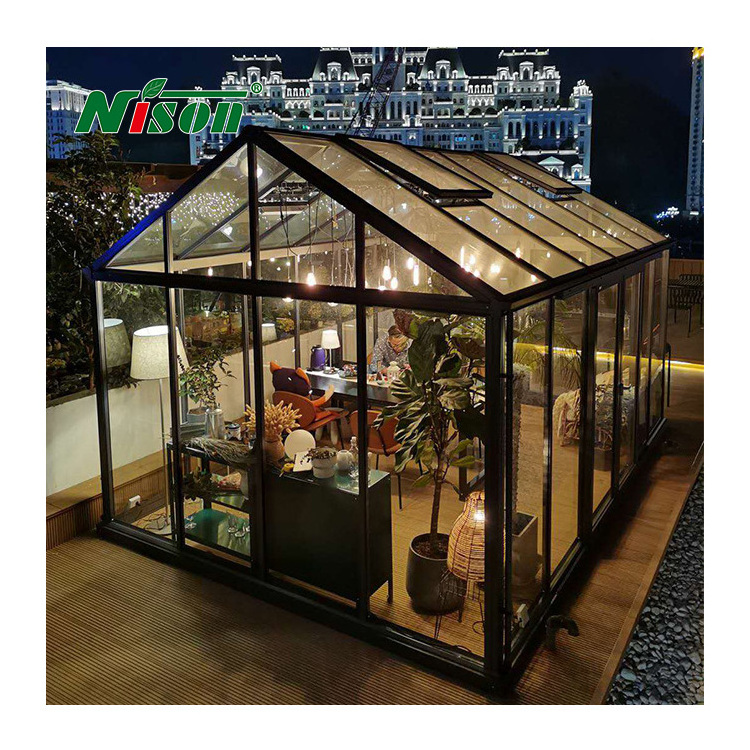 shops Custom Size Outdoor Patio Gazebo party tent Aluminum Glass House Sunroom Garden House greenhouse