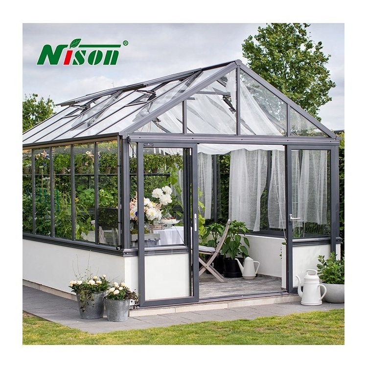 Nison DIY Free standing waterproof aluminum frame glass house prefab sunroom