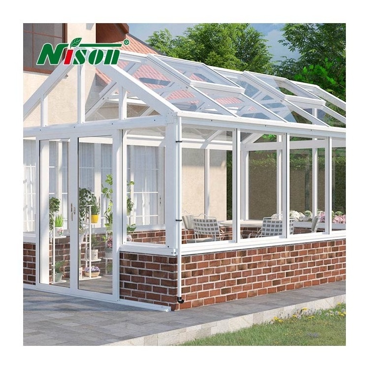 Aluminum Modular Prefabricated House Double Tempered Glass House Conservatory Sunrooms For Garden