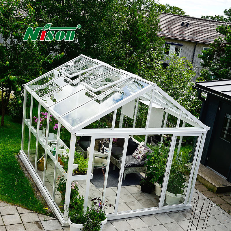 Garden outdoor backyard solar photovoltaic glass roof pool house glazed sliding sunroom conservatory greenhouse