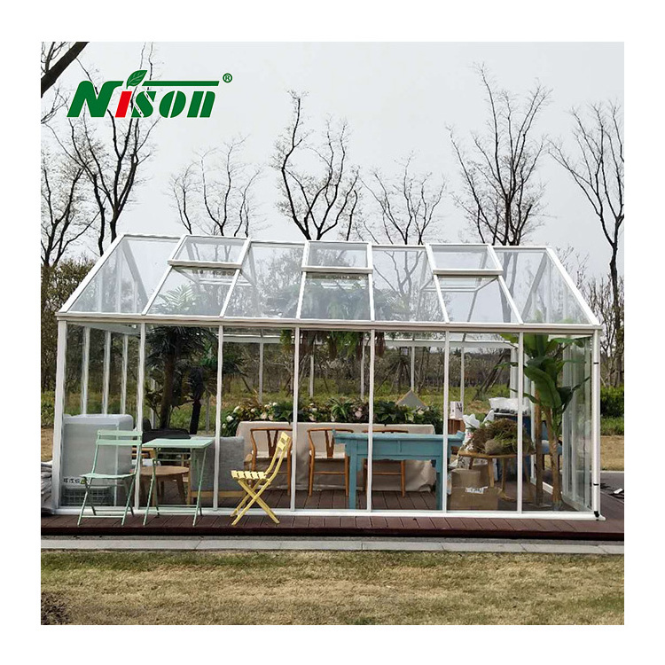 cafe Prefabricated Winter Garden Patio Enclosure Modern Glass House Free Standing 3 4 Seasons Sun Room Aluminum Sunroom