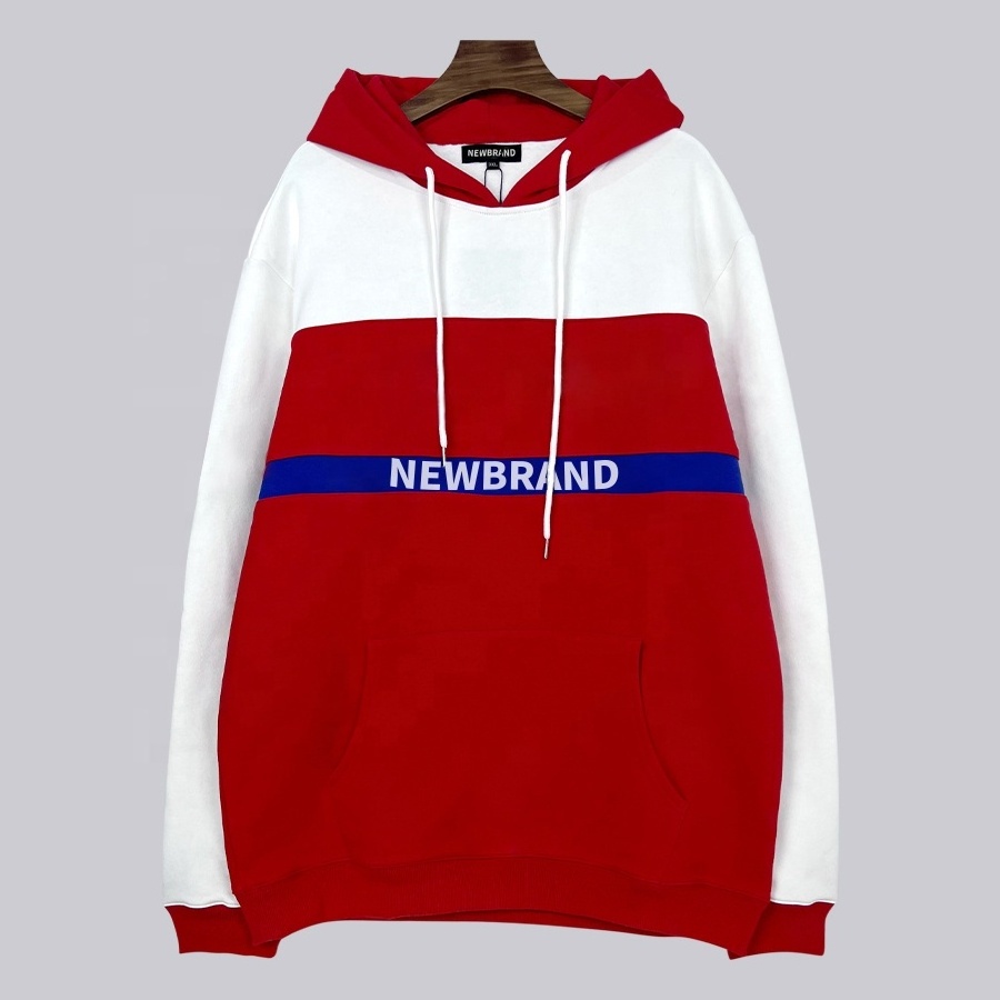 custom logo cotton french terry high quality color block heavyweight men hoodie and jogger set