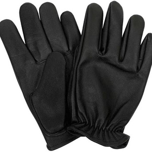 Mens Black Goatskin Leather Short Wrist Gloves For Driving Shooting Motorcycle and Tactical Applications