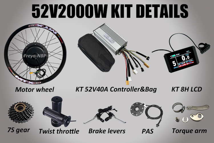 48v 52v 2000w MTX39 wheel ebike e bike electric bike bicycle hub motor conversion kit with Tiger Shark Battery