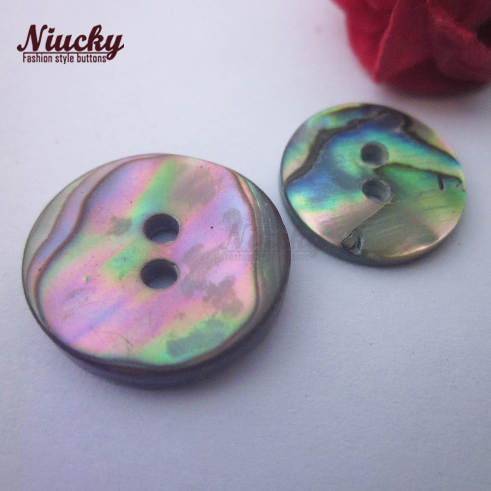 15mm / 12.7mm Flat 2 Holes Natural Dark Abalone Shell Buttons for Sewing Coat SeaShell  Clothing Accessories Wholesale