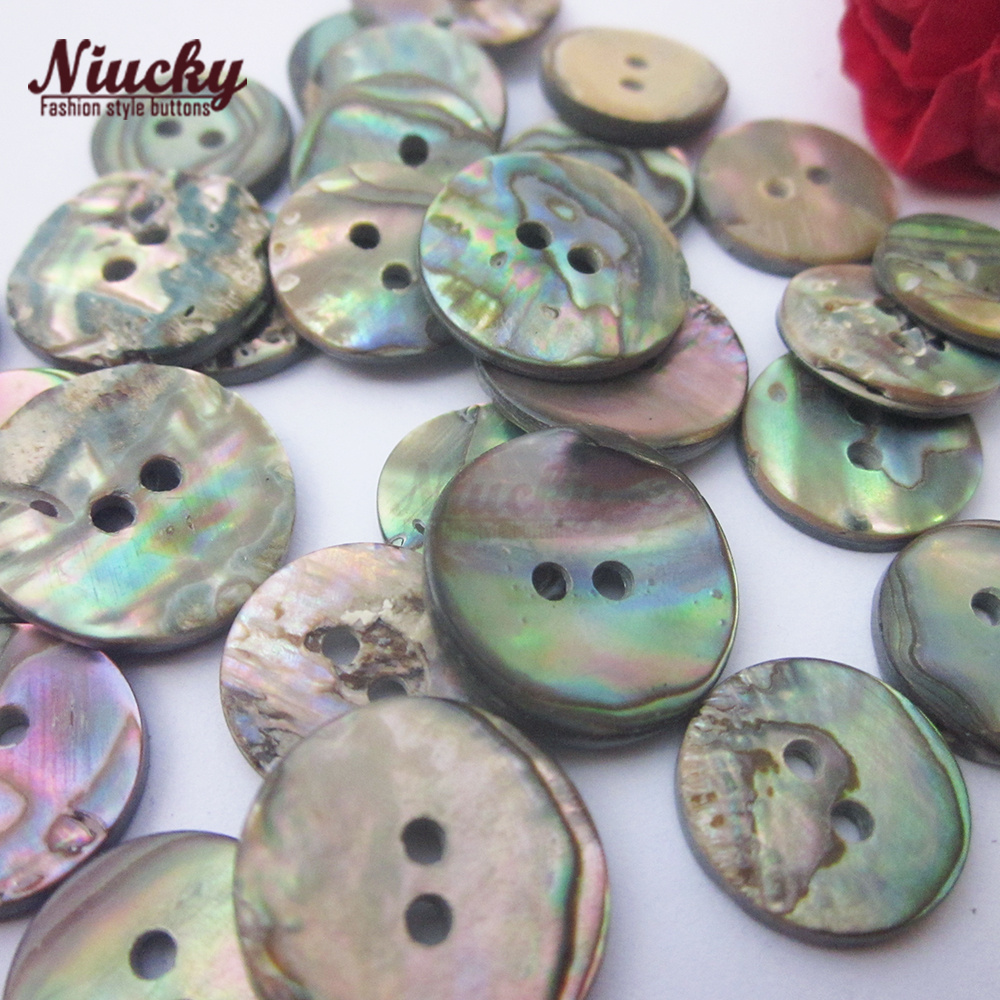 15mm / 12.7mm Flat 2 Holes Natural Dark Abalone Shell Buttons for Sewing Coat SeaShell  Clothing Accessories Wholesale