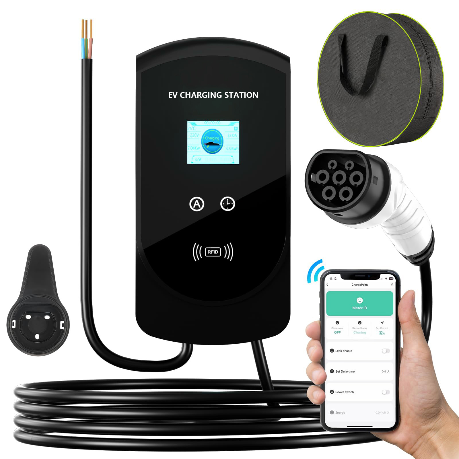 Level 2 Electric Vehicle (EV) Charger 48 amp Indoor/Outdoor Electric Car Charger Works with 120V or 240V Outlets