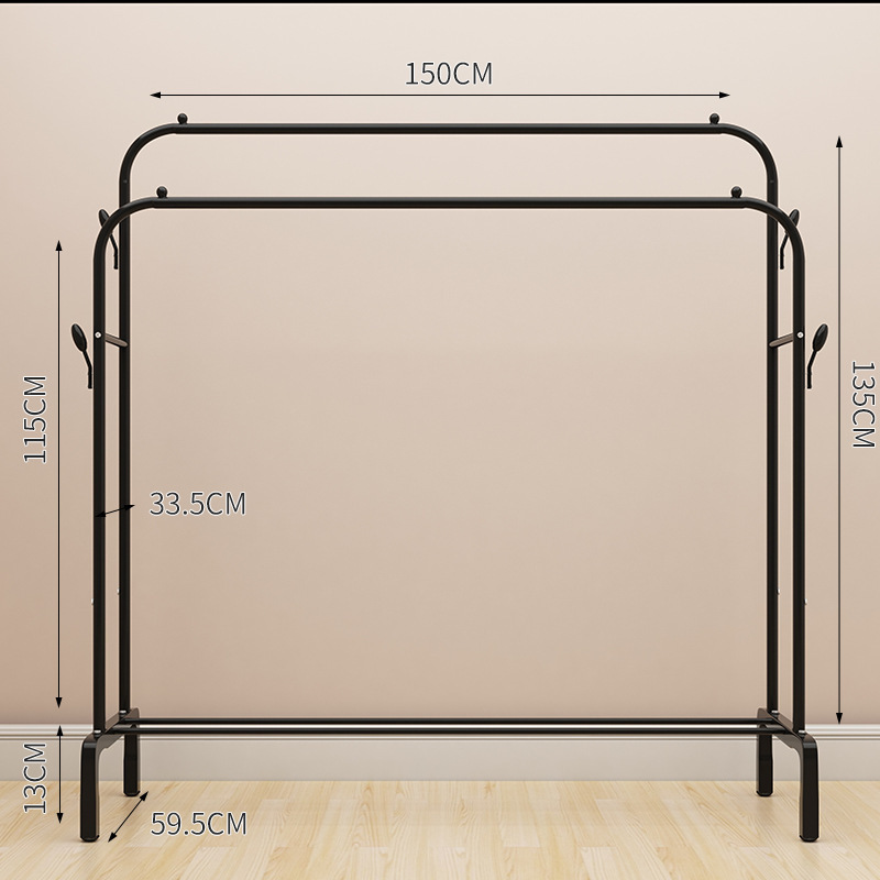 Simple clothes rack floor bedroom hanger household metal coat rack folding single pole cool clothes rack