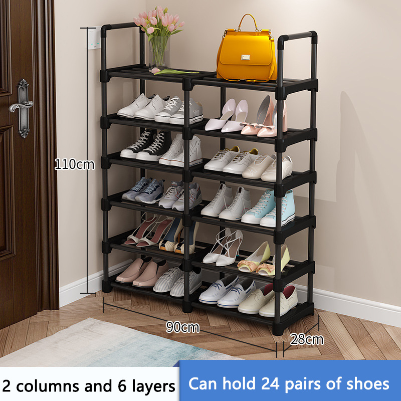 AliExpress Hot Selling Double Row Multilayer Simple Shoe Storage Rack Stainless Steel Shoe Rack