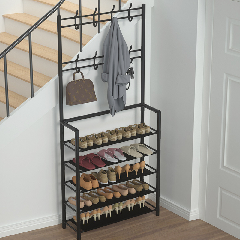 New household floor coat rack multifunctional shoe rack  integrated hanger living room storage shoe rack