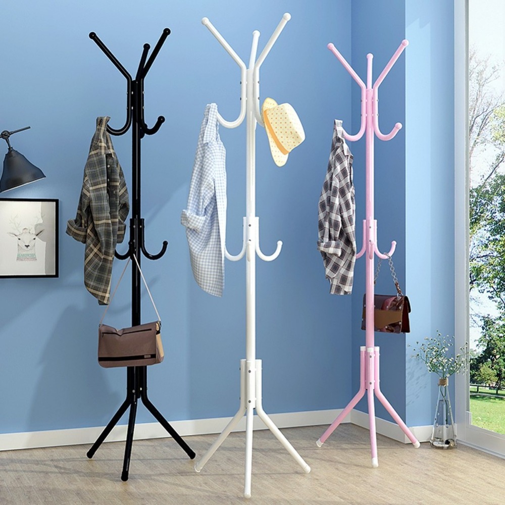 Multifunctional Storage Bag Rack Tree Clothes Hanger Free Stand Wall Mounted Entryway Metal Coat Rack Industrial Furniture