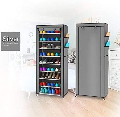 9 Tiers Shoe Rack with Dustproof Closet Shoe Storage Cabinet Organizer