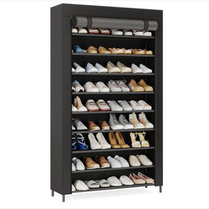 10 Tier 50 Pair Large Vertical Grey Entryway Shoes Rack Organizer for Closet with 80g non-woven fabric