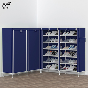 28 Pairs Shoe Rack Storage Organizer Portable Double Row with Nonwoven Fabric Shoe Rack Cabinet for Closet For Living Room