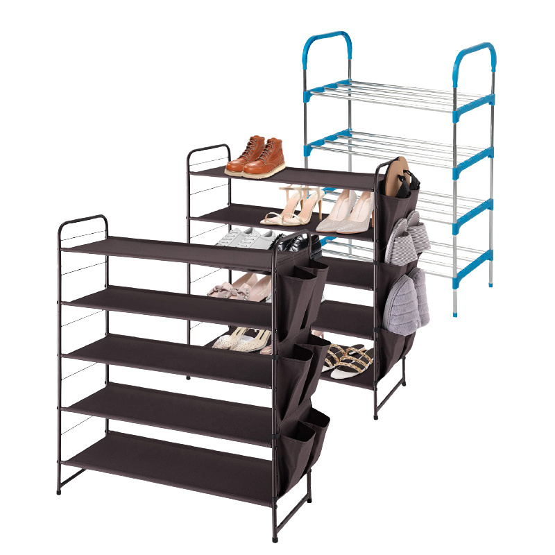 Fabric stainless steel industrial covered shoe rack simple designs Over the door shoe rack Closet storage rack.