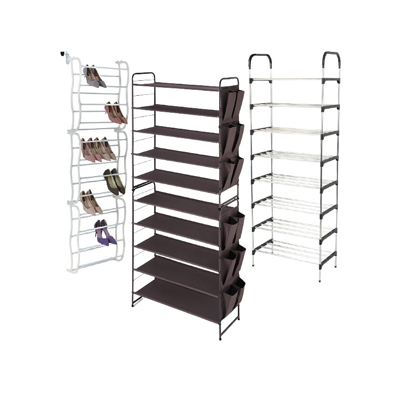 Fabric stainless steel industrial covered shoe rack simple designs Over the door shoe rack Closet storage rack.