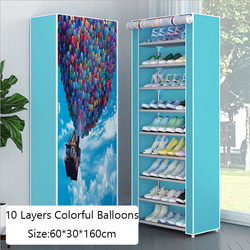 Vertical Wholesale Adjustable Dustproof Non-Woven Fabric Steel 10 Tier Shoe Racks Storage Stand Tower Cabinet Waterproof