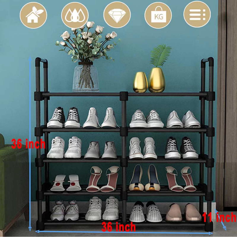 Shoe Rack Shoe Organizer, 20-24 Pairs Shoes Storage Organizer Metal Stackable&Removable Multifunctional Show Rack for Entryway