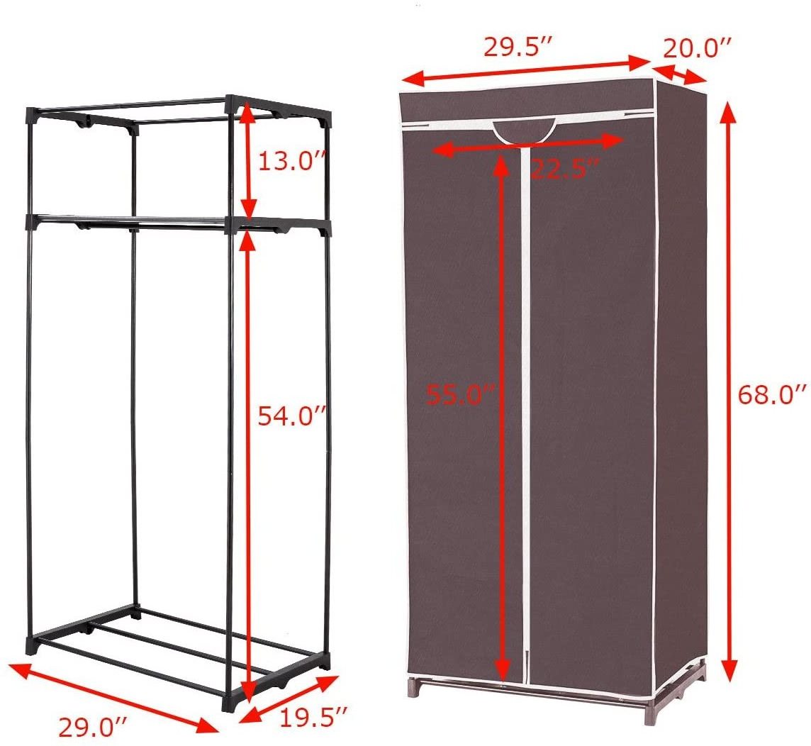 Cover Non-woven Fabric Wardrobe with Hanging Rack Waterproof Modern Waterproof Freestanding Closet Shelf Storage Organizer