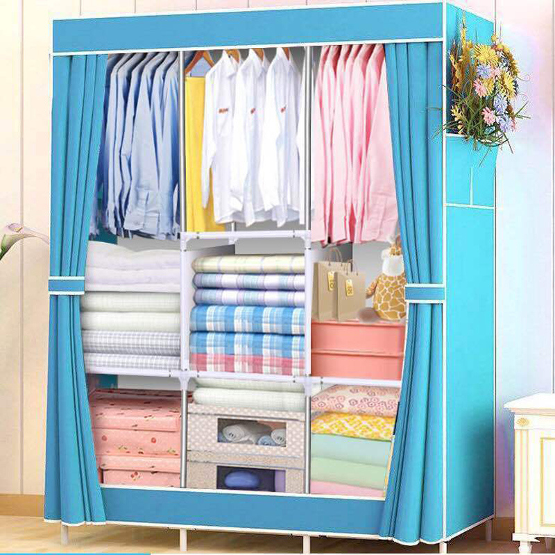 Latest product small wardrobe simple cloth cabinet student  cheap fabric wardrobe closet