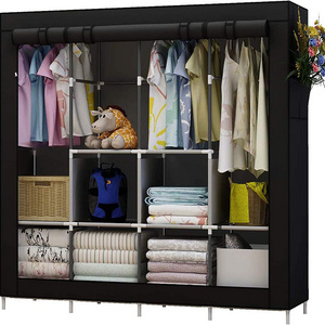 4 Hanging Sections 4 Side Pockets Portable Closet Large Wardrobe Closet Clothes Organizer with 6 Storage Shelves