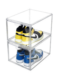 Shoe Box Stackable Plastic Clear Acrylic Custom Logo OEM Giant Sneakers Plastic Sneaker Display Magnetic Stackable Transparent