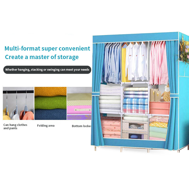 Latest product small wardrobe simple cloth cabinet student  cheap fabric wardrobe closet