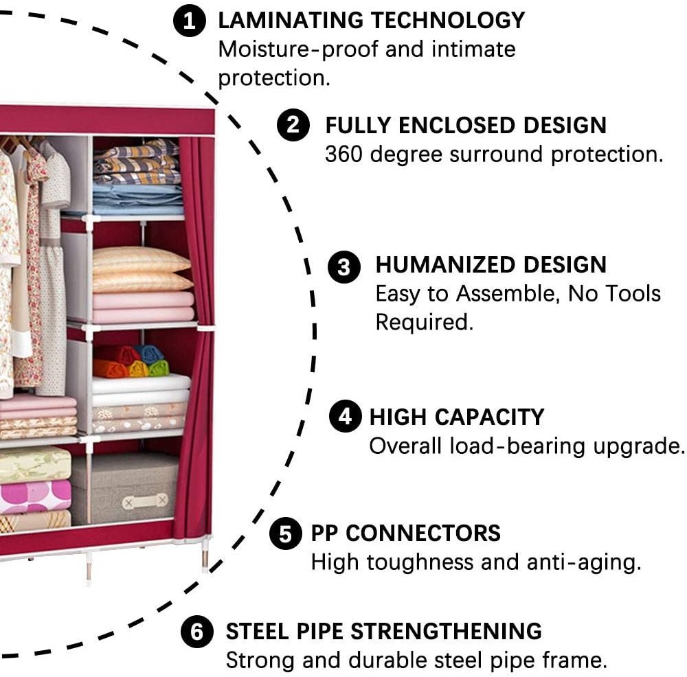 Factory Seller Wardrobe Closet Organizer Cabinet Simple Locker Smart Lock with Metal China ropero armable portatil