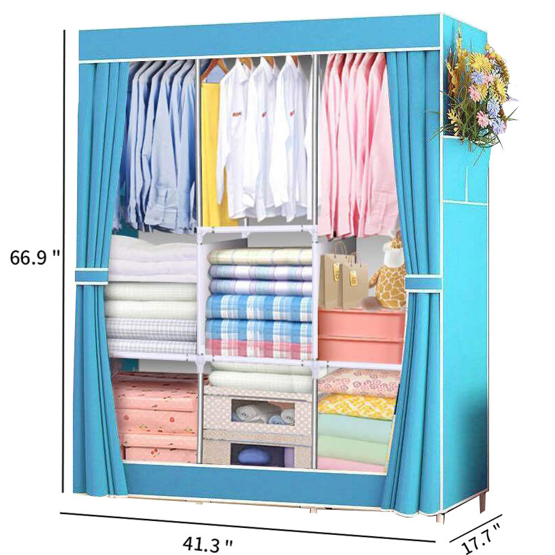 Latest product small wardrobe simple cloth cabinet student  cheap fabric wardrobe closet