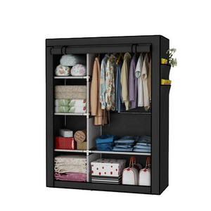 8 Cubes Organizer Stackable Wardrobe Storage Shelves Fold Clothing Closet Cabinet with Hanging Rod Dustproof Bedroom Furniture