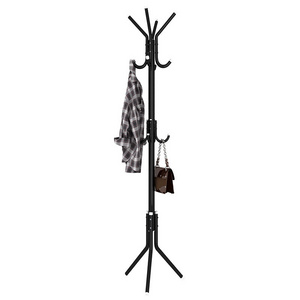 Folding Standing Coat Rack Hanger Holder Hooks for Dress Jacket Hat and Umbrella Tree Stand Base Metal