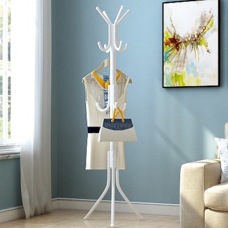 Folding Standing Coat Rack Hanger Holder Hooks for Dress Jacket Hat and Umbrella Tree Stand Base Metal