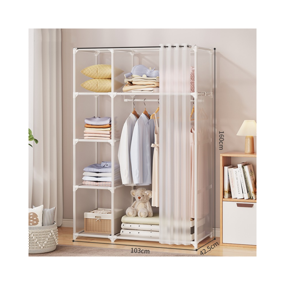 Clothes Display Organizer Rack Dust proof wardrobe, simple assembly for household bedroom storage, , hanging clothes