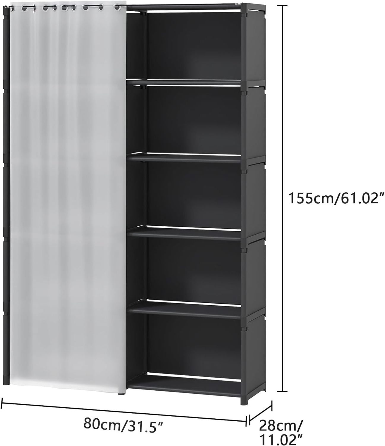 6 Tier Bookcase, Assembled Bookshelves,with Curtains,Large-Capacity Cube Storage Organizer, Bedroom, Office, Living Room