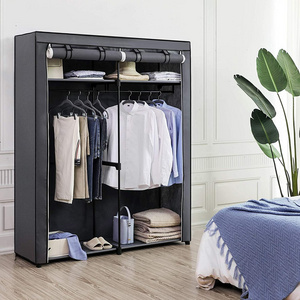 Closet Storage Organizer, Portable Wardrobe with Hanging Rods, Foldable Clothes Rack