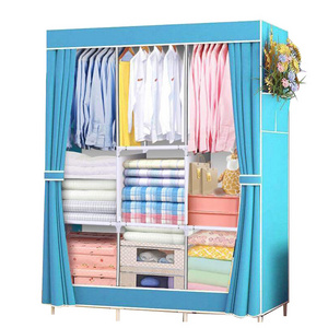 Latest product small wardrobe simple cloth cabinet student  cheap fabric wardrobe closet