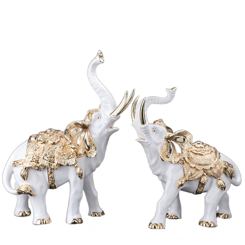 Wholesale indoor Animal home  decorative Resin craft gold silver large sculpture elephant statue