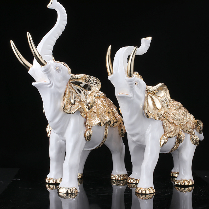 Wholesale indoor Animal home  decorative Resin craft gold silver large sculpture elephant statue