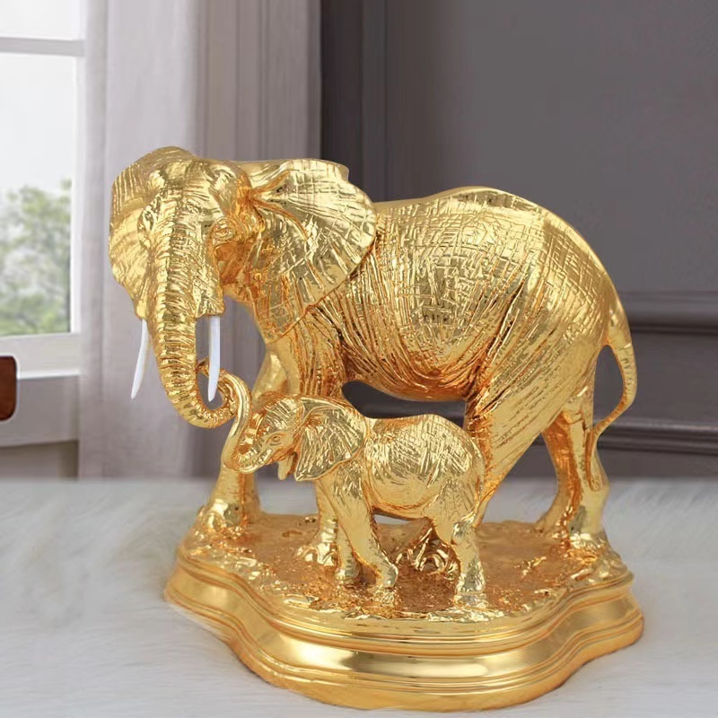 High quality desk fiberglass gold silver resin statue sculpture indian wedding elephant