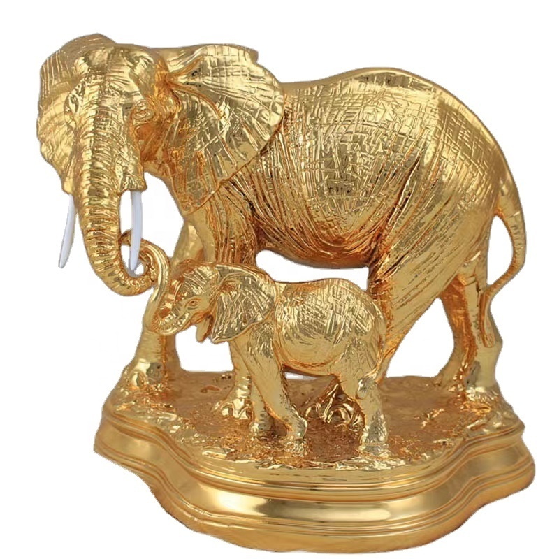 High quality desk fiberglass gold silver resin statue sculpture indian wedding elephant