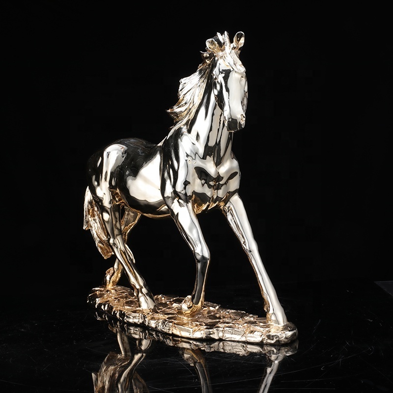 life size resin craft  office Home decoration sculptures gold animal statues horse