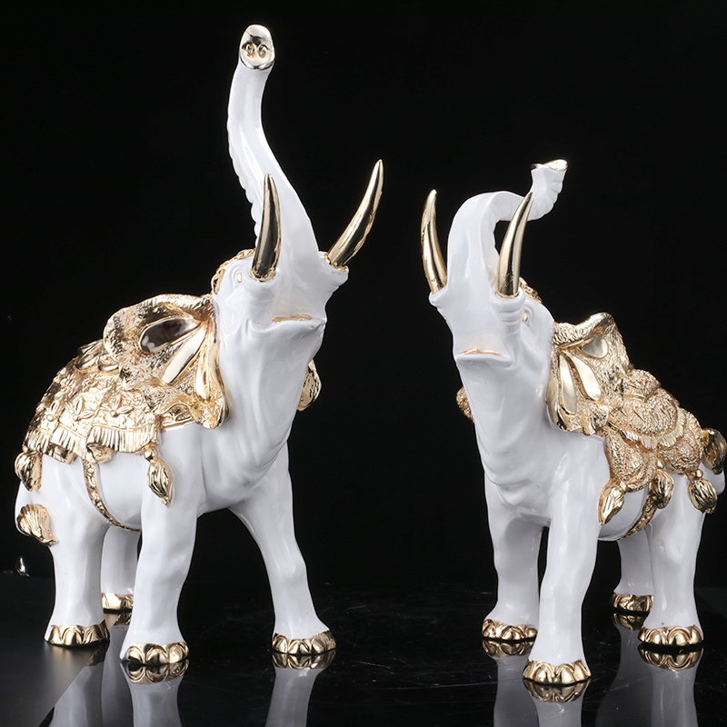 Wholesale indoor Animal home  decorative Resin craft gold silver large sculpture elephant statue