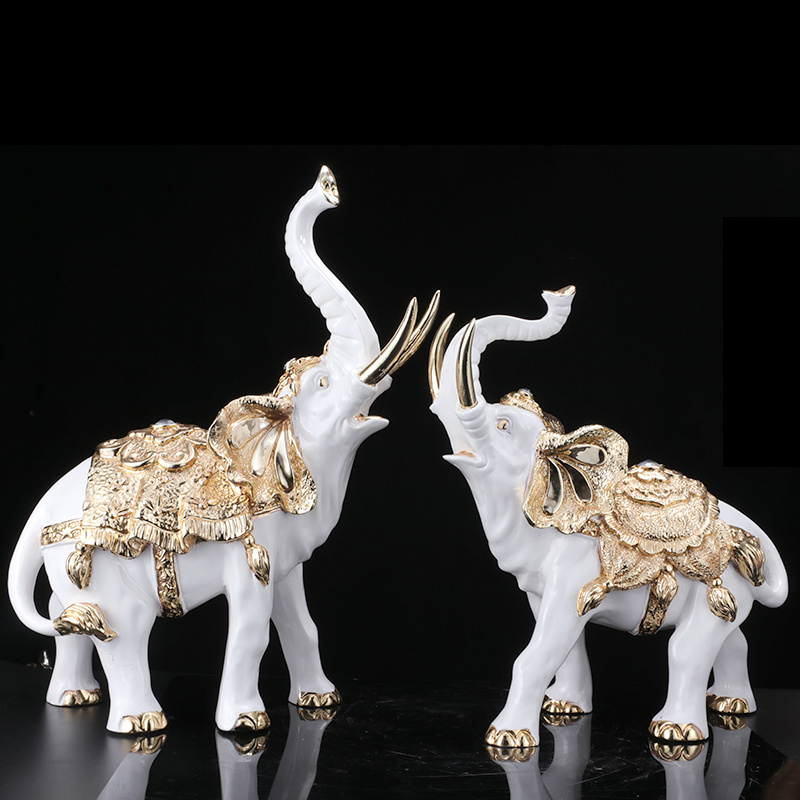 Wholesale indoor Animal home  decorative Resin craft gold silver large sculpture elephant statue