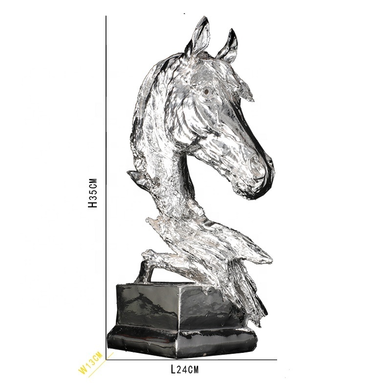 Arts And Crafts Resin Statue Horse Head With Medal Trophy Home Decoration Souvenir Sculpture Handicraft Figurine Classic Award