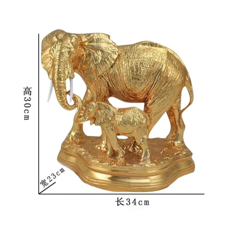 High quality desk fiberglass gold silver resin statue sculpture indian wedding elephant