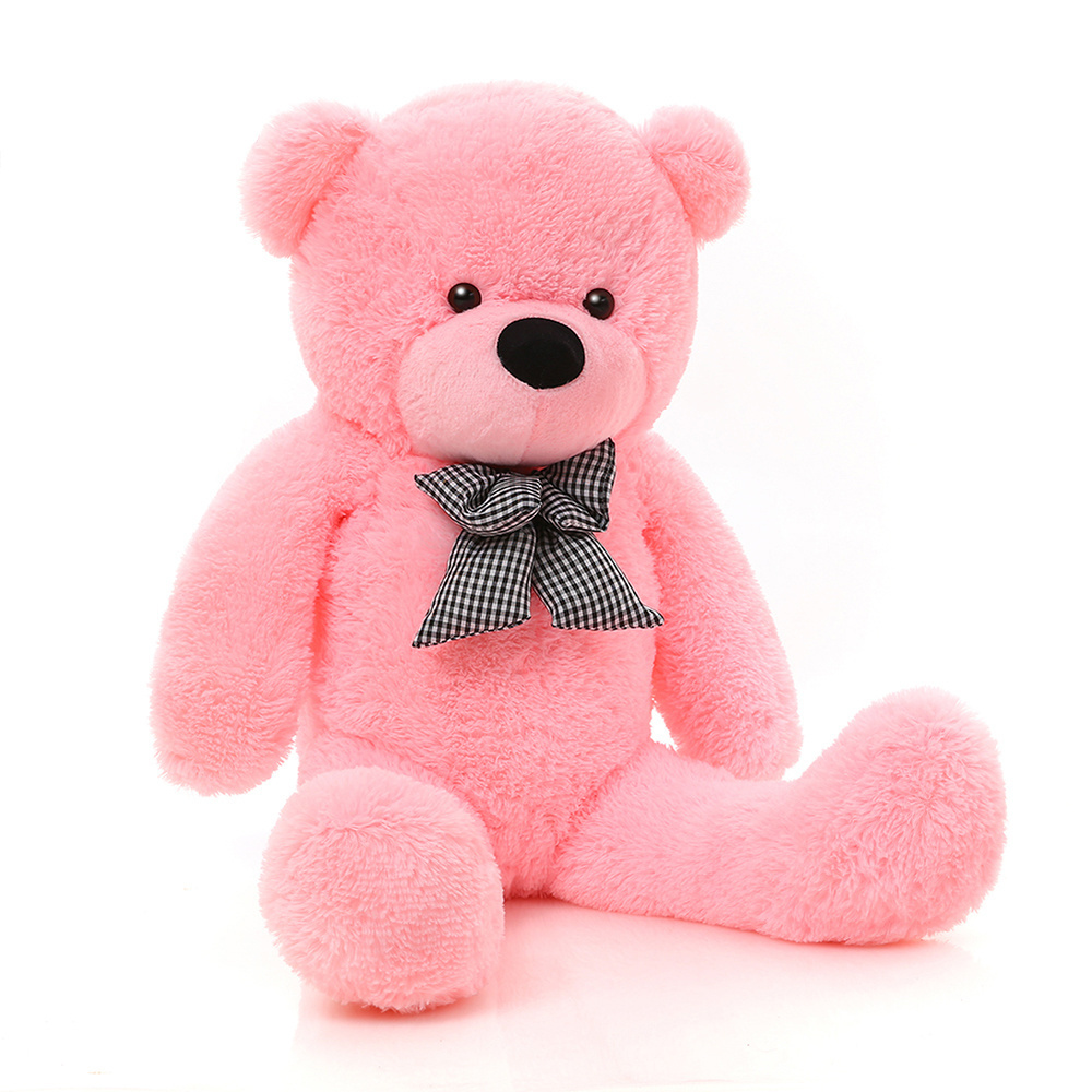 Niuniu Daddy Free Shipping Pink Cuddly Giant 200cm Unstuffed Plush Toys Teddy Bear with Bow Skin