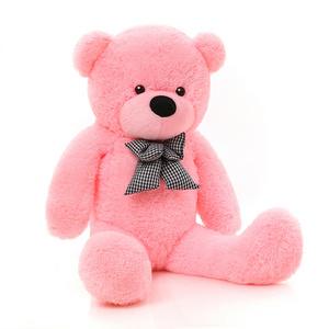 Niuniu Daddy Free Shipping Pink Cuddly Giant 200cm Unstuffed Plush Toys Teddy Bear with Bow Skin