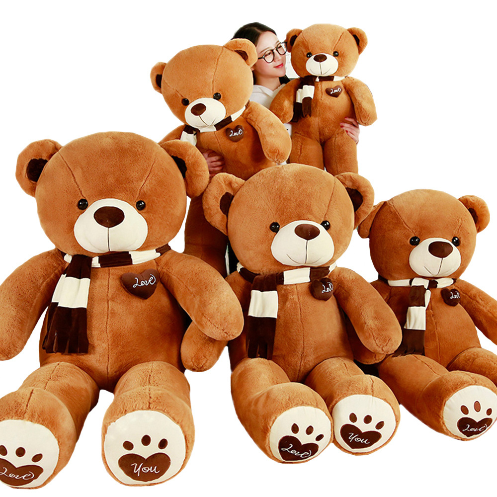 Niuniu Daddy 55in/140cm Teddy Bear Skins Wearing Scarf Unstuffed Cotton Plush Toys Skins Large Hug Bear for Valentine Day Girls