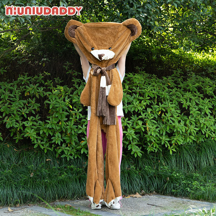 Niuniu Daddy 55in/140cm Teddy Bear Skins Wearing Scarf Unstuffed Cotton Plush Toys Skins Large Hug Bear for Valentine Day Girls